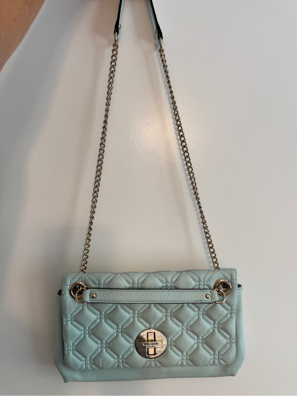 Quilted Light Blue Chain Strap Shoulder Bag